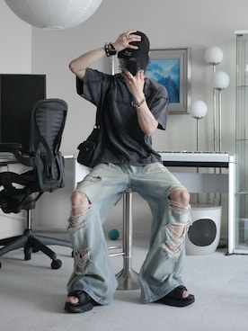 「HARE（ハレ）のアイテム（パンツ）」を使った、ぴたんさん（メンズ・173cm）の春コーディネート