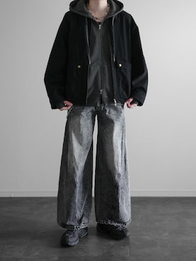 「HARE（ハレ）のアイテム（パンツ）」を使った、ぴたんさん（メンズ・173cm）の冬コーディネート