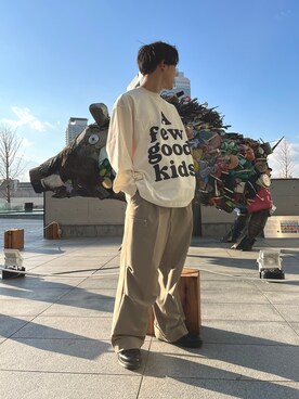 「DANKE SCHON（ダンケシェーン）のアイテム（スラックス）」を使った、RIKIKYAさん（メンズ・168cm）の冬コーディネート