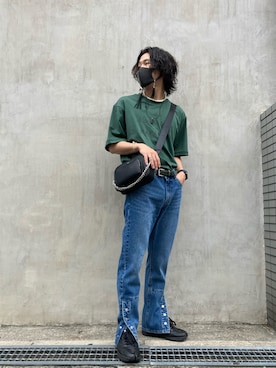 「WHITELAND（ホワイトランド）のアイテム（バッグ）」を使った、RIKIKYAさん（メンズ・168cm）の夏コーディネート