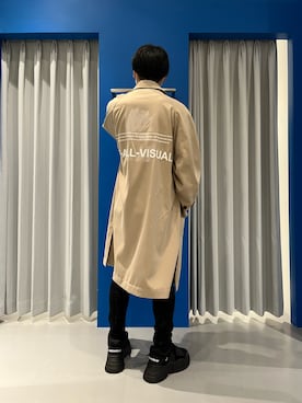 「A4A（エーフォーエー）のアイテム（ステンカラーコート）」を使った、RIKIKYAさん（メンズ・168cm）の冬コーディネート