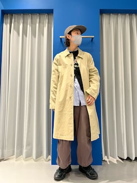 「A4A（エーフォーエー）のアイテム（ステンカラーコート）」を使った、RIKIKYAさん（メンズ・168cm）の冬コーディネート