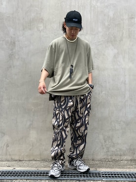 「WHITELAND（ホワイトランド）のWHITELAND/ホワイトランド/タグTシャツ/TAG TEE（Tシャツ/カットソー）」を使った、RIKIKYAさん（メンズ・168cm）の夏コーディネート