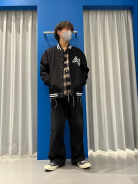 「A4A（エーフォーエー）のアイテム（ブルゾン）」を使った、RIKIKYAさん（メンズ・168cm）の秋コーディネート