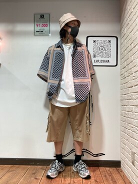 「A4A（エーフォーエー）のA4A/エーフォーエー/40s強撚糸ラウンドTシャツ（Tシャツ/カットソー）」を使った、RIKIKYAさん（メンズ・168cm）の夏コーディネート