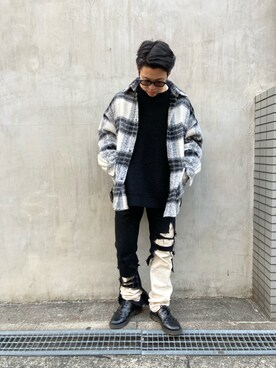 「WHITELAND（ホワイトランド）のアイテム（ニット/セーター）」を使った、RIKIKYAさん（メンズ・168cm）の秋コーディネート