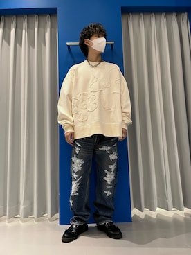 「WHITELAND（ホワイトランド）のアイテム（スウェット）」を使った、RIKIKYAさん（メンズ・168cm）の秋コーディネート