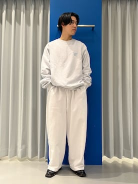 「WHITELAND（ホワイトランド）のアイテム（スウェットパンツ）」を使った、RIKIKYAさん（メンズ・168cm）の春コーディネート