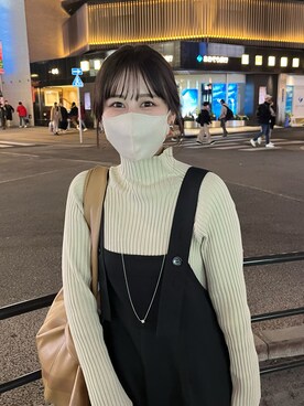 「mline（エムライン）のアイテム（オールインワン・サロペット）」を使った、mokaさん（レディース・158cm）の冬コーディネート