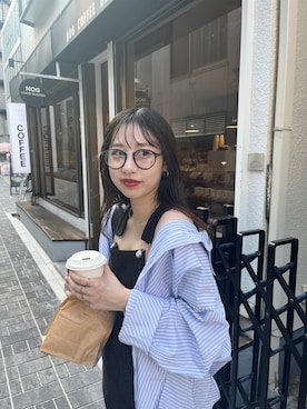 「mline（エムライン）のアイテム（オールインワン・サロペット）」を使った、mokaさん（レディース・158cm）の秋コーディネート