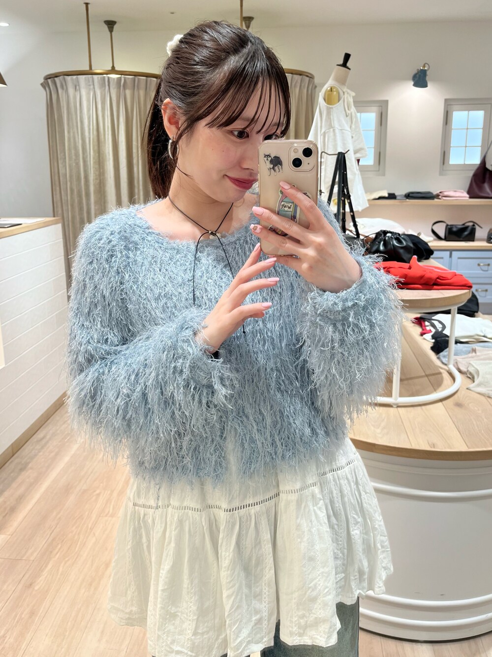 「春コーデ」｜「mlineのアイテム（カーディガン/ボレロ、ブルー系）」を使った、mokaさん（レディース・158cm）の春コーディネートの1枚目の写真