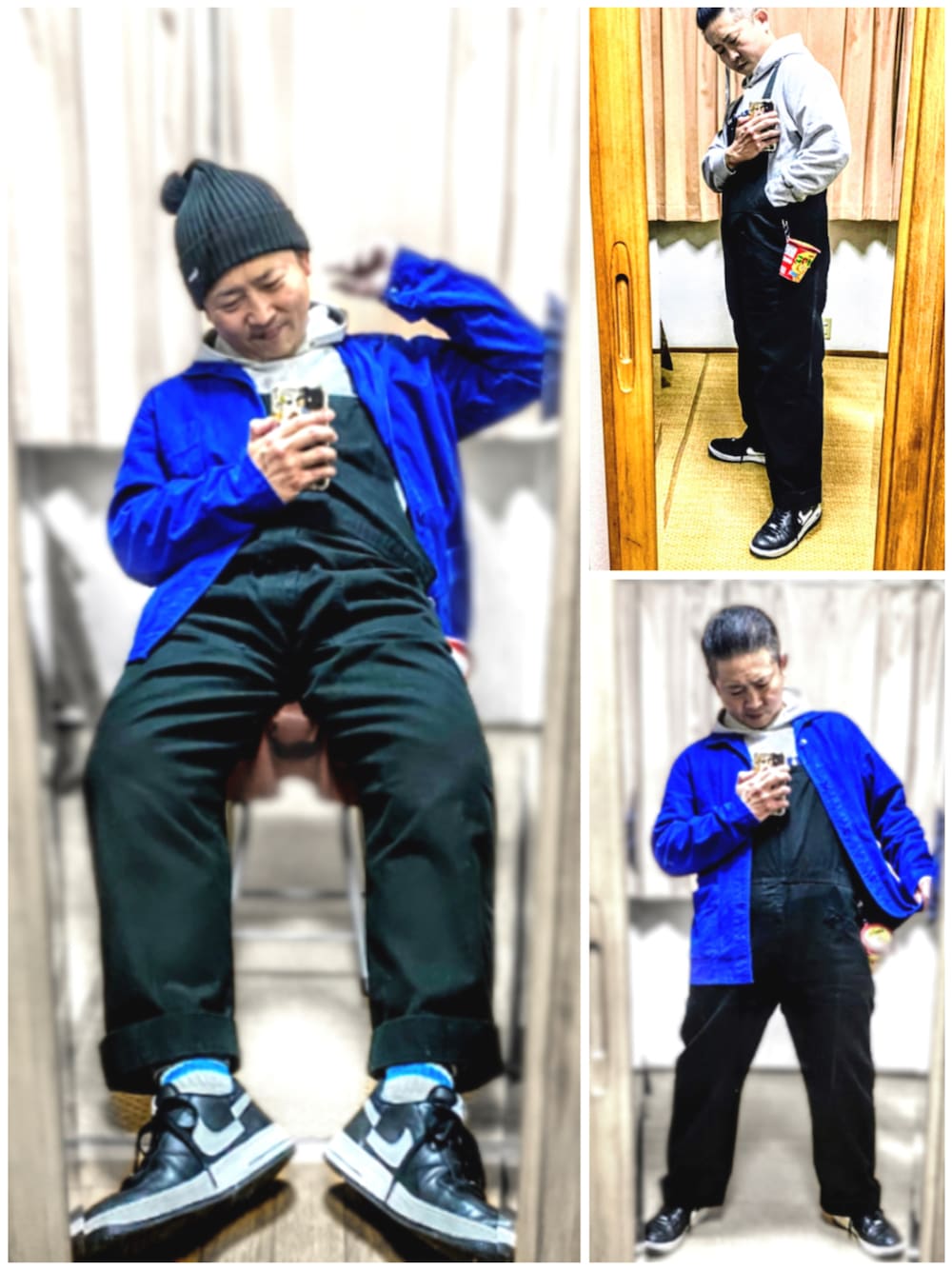 「片手スマホ自撮り研究会🤳✨、我が道をゆく隊、おたっしコーデ🐷‼️、ニット帽、オーバーオール、パーカー、シュプリーム、じゃがりこポーチ🐸✨、のり塩バター🙋‍♀️食べたい、好きな服を好きなように着る🐷💕、みんな違ってみんないい、双極性障害、北千住、ニヤニヤ刈り上げおやじ😏、メルカリ★期間限定SALE★本日最終日‼️」｜「🔸メルカリ出品中🙋‍♂️の🔸ヴィンテージchampionはじめKITUNE、supremeなど（その他、その他）」を使った、おたっし🐷さん（メンズ・174cm）の冬コーディネートの1枚目の写真