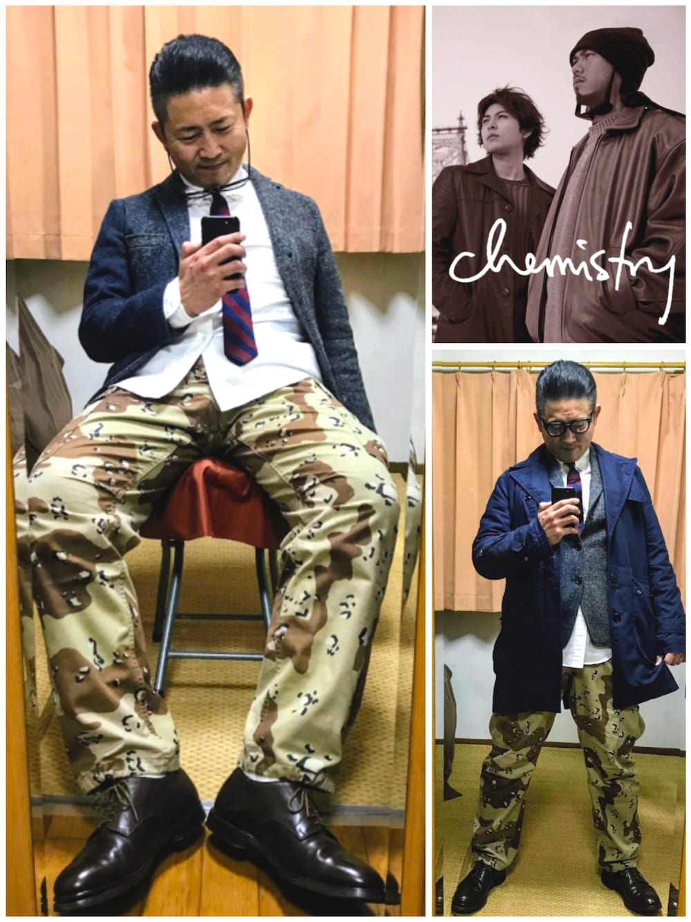 ブルー系のトレンチコート、グレー系のテーラードジャケット、ホワイト系のシャツ/ブラウスを着用したメンズの冬コーディネートの1枚目の写真