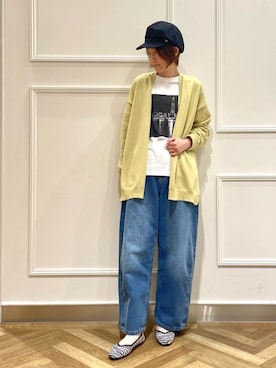 「SHOO・LA・RUE（シューラルー）の◆【高レビュー】洗えてサラサラ スクエアニットパンプス（パンプス、ブラック系）」を使った、SOさん（レディース・164cm）の春コーディネート