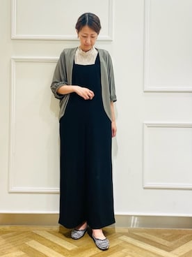 「SHOO・LA・RUE（シューラルー）の◆【高レビュー】洗えてサラサラ スクエアニットパンプス（パンプス、ブラック系）」を使った、SOさん（レディース・164cm）の秋コーディネート