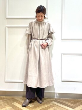 「SHOO・LA・RUE（シューラルー）のスライドビット風スムースベルト（ベルト、ブラウン系）」を使った、SOさん（レディース・164cm）の秋コーディネート
