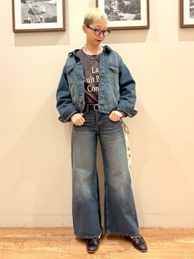 「SHOO・LA・RUE（シューラルー）の【SHOO・LA・RUE DENIM】羽織るだけでこなれる　オーバーサイズデニムジャケット（デニムジャケット、ブルー系）」を使った、Ayumiさん（レディース・168cm）の冬コーディネート