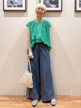 「Cutie Blonde（キューティーブロンド）のアイテム（デニムパンツ）」を使った、Ayumiさん（レディース・168cm）の夏コーディネート