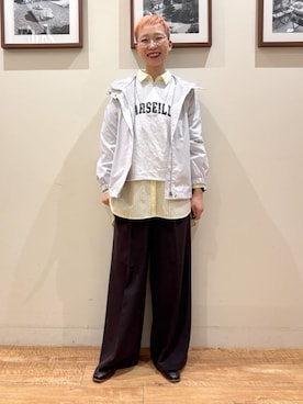 「SHOO・LA・RUE（シューラルー）の【防花粉/高レビュー】きれいもかっこいいも叶える 欲張りマウンテンパーカ（ブルゾン、グレー系）」を使った、Ayumiさん（レディース・168cm）の春コーディネート