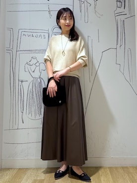 「ROPE' PICNIC（ロペピクニック）のキルティングベロアミニショルダーバッグ（ショルダーバッグ）」を使った、nozomiさん（レディース・162cm）の秋コーディネート