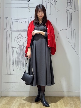 「アイテム（シャツワンピース）」を使った、nozomiさん（レディース・162cm）の冬コーディネート