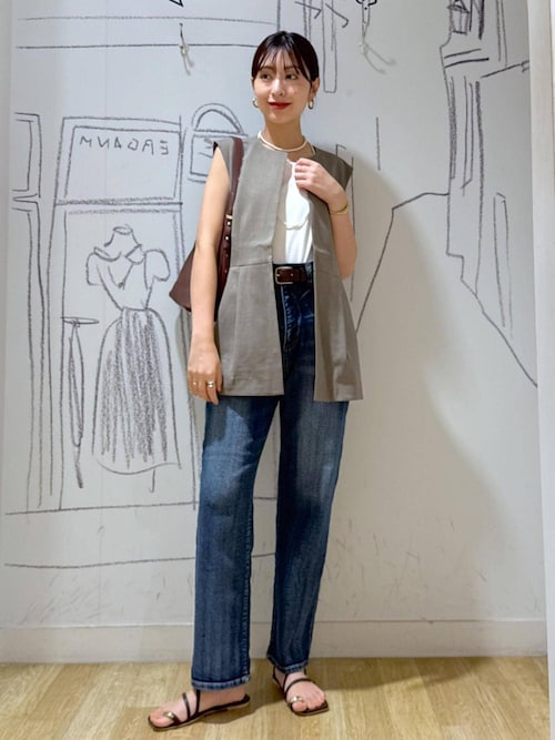 UV対応】【リネンライク・シリーズ】ペプラムジレベスト/通勤