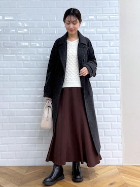 「ROPE' PICNIC（ロペピクニック）のフィブリルマーメイドフレアスカート（スカート）」を使った、nozomiさん（レディース・162cm）の秋コーディネート
