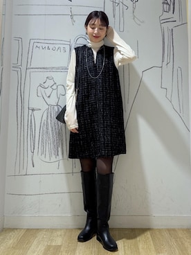 「アイテム（ジャンパースカート）」を使った、nozomiさん（レディース・162cm）の秋コーディネート