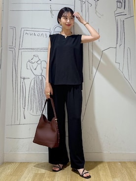 「アイテム（バッグ、レッド系）」を使った、nozomiさん（レディース・162cm）の夏コーディネート