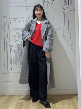 「ROPE' PICNIC（ロペピクニック）のJapan fabric スタンドカラーロングコート/一部WEB限定カラー（チェスターコート）」を使った、nozomiさん（レディース・162cm）の冬コーディネート