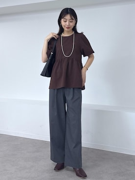 「オフホワイト」｜「アイテム（パンツ）」を使った、nozomiさん（レディース・162cm）の夏コーディネート