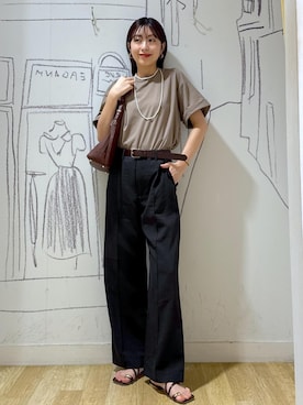 「アイテム（バッグ、レッド系）」を使った、nozomiさん（レディース・162cm）の夏コーディネート