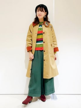 「レトロ」｜「アイテム（ステンカラーコート）」を使った、Jocomomolaさん（レディース・160cm）の秋コーディネート