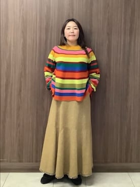 「Jocomomola（ホコモモラ）のアイテム（トップス）」を使った、Jocomomolaさん（レディース・153cm）の冬コーディネート