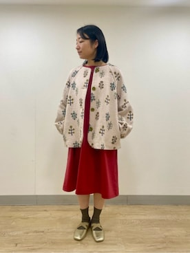 「刺繍」｜「アイテム（その他アウター）」を使った、Jocomomolaさん（レディース・160cm）の冬コーディネート