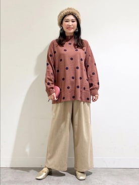 「Jocomomola（ホコモモラ）のアイテム（パンツ）」を使った、Jocomomolaさん（レディース・160cm）の冬コーディネート