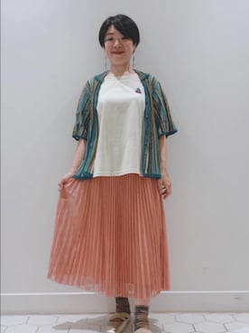 「Jocomomola（ホコモモラ）のアイテム（スカート）」を使った、Jocomomolaさん（レディース・151cm）の夏コーディネート