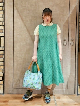 「Jocomomola（ホコモモラ）のアイテム（シューズ）」を使った、Jocomomolaさん（レディース・158cm）の夏コーディネート