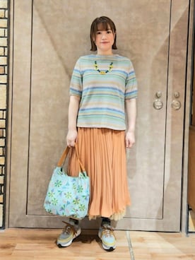 「Jocomomola（ホコモモラ）のアイテム（アクセサリー）」を使った、Jocomomolaさん（レディース・158cm）の夏コーディネート