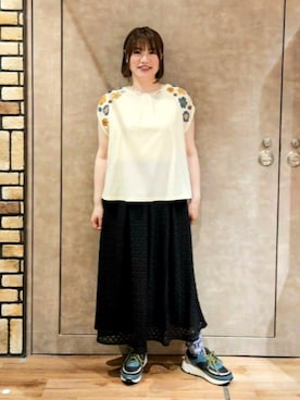 「Jocomomola（ホコモモラ）のアイテム」を使った、Jocomomolaさん（レディース・158cm）の夏コーディネート