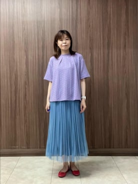 「Jocomomola（ホコモモラ）のアイテム（スカート）」を使った、Jocomomolaさん（レディース・158cm）の夏コーディネート