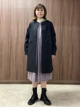 「Jocomomola（ホコモモラ）のアイテム（ノーカラーコート）」を使った、Jocomomolaさん（レディース・160cm）の冬コーディネート