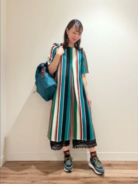 「Jocomomola（ホコモモラ）のアイテム（パンツ）」を使った、Jocomomolaさん（レディース・166cm）の夏コーディネート