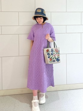 「Jocomomola（ホコモモラ）のアイテム（帽子）」を使った、Jocomomolaさん（レディース・154cm）の春コーディネート