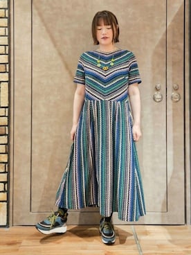 「Jocomomola（ホコモモラ）のアイテム（アクセサリー）」を使った、Jocomomolaさん（レディース・158cm）の夏コーディネート