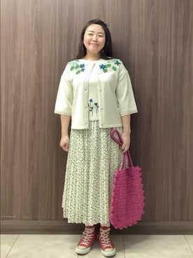 「Jocomomola（ホコモモラ）のアイテム（スカート）」を使った、Jocomomolaさん（レディース・160cm）の夏コーディネート