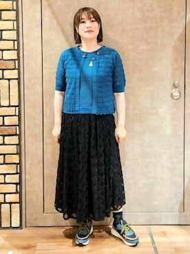 「アイテム（ニット/セーター）」を使った、Jocomomolaさん（レディース・158cm）の夏コーディネート