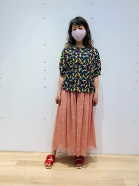 「Jocomomola（ホコモモラ）のアイテム（パンツ）」を使った、Jocomomolaさん（レディース・159cm）の夏コーディネート