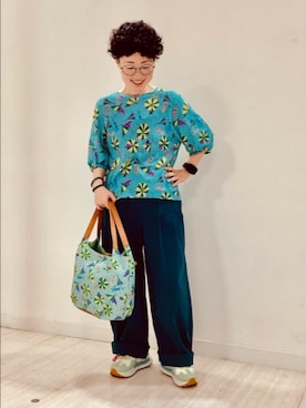 「Jocomomola（ホコモモラ）のアイテム（パンツ）」を使った、Jocomomolaさん（レディース・147cm）の夏コーディネート