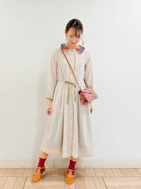 「Jocomomola（ホコモモラ）のアイテム（サンダル）」を使った、Jocomomolaさん（レディース・166cm）の春コーディネート